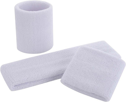Sweatband Set Sports Headband Wristband Set Sweatbands Terry Cloth Wristband Wrist Sweatband Headbands Moisture Wicking Sweat Absorbing Head Band