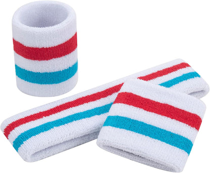 Sweatband Set Sports Headband Wristband Set Sweatbands Terry Cloth Wristband Wrist Sweatband Headbands Moisture Wicking Sweat Absorbing Head Band
