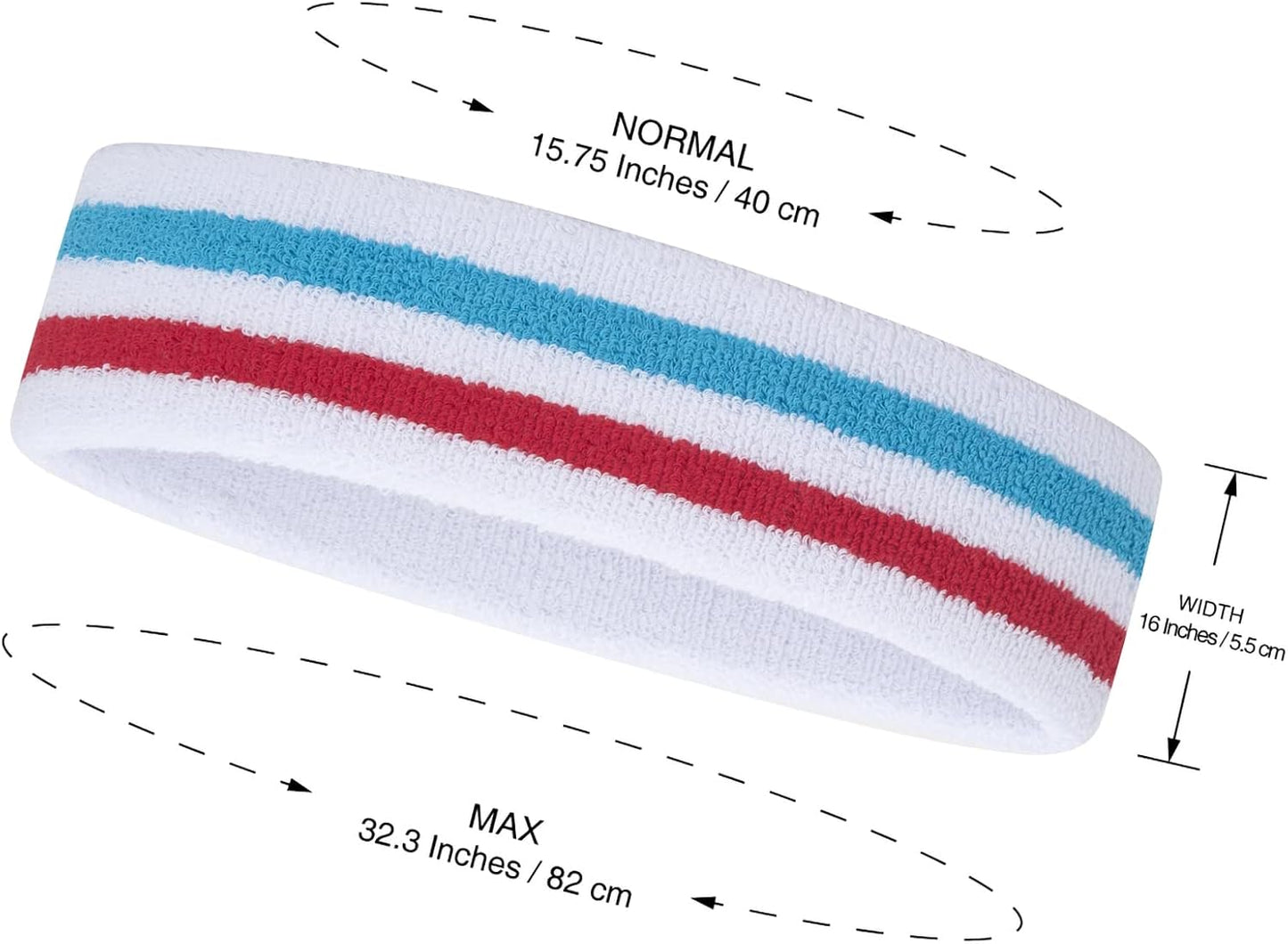 Sweatband Set Sports Headband Wristband Set Sweatbands Terry Cloth Wristband Wrist Sweatband Headbands Moisture Wicking Sweat Absorbing Head Band
