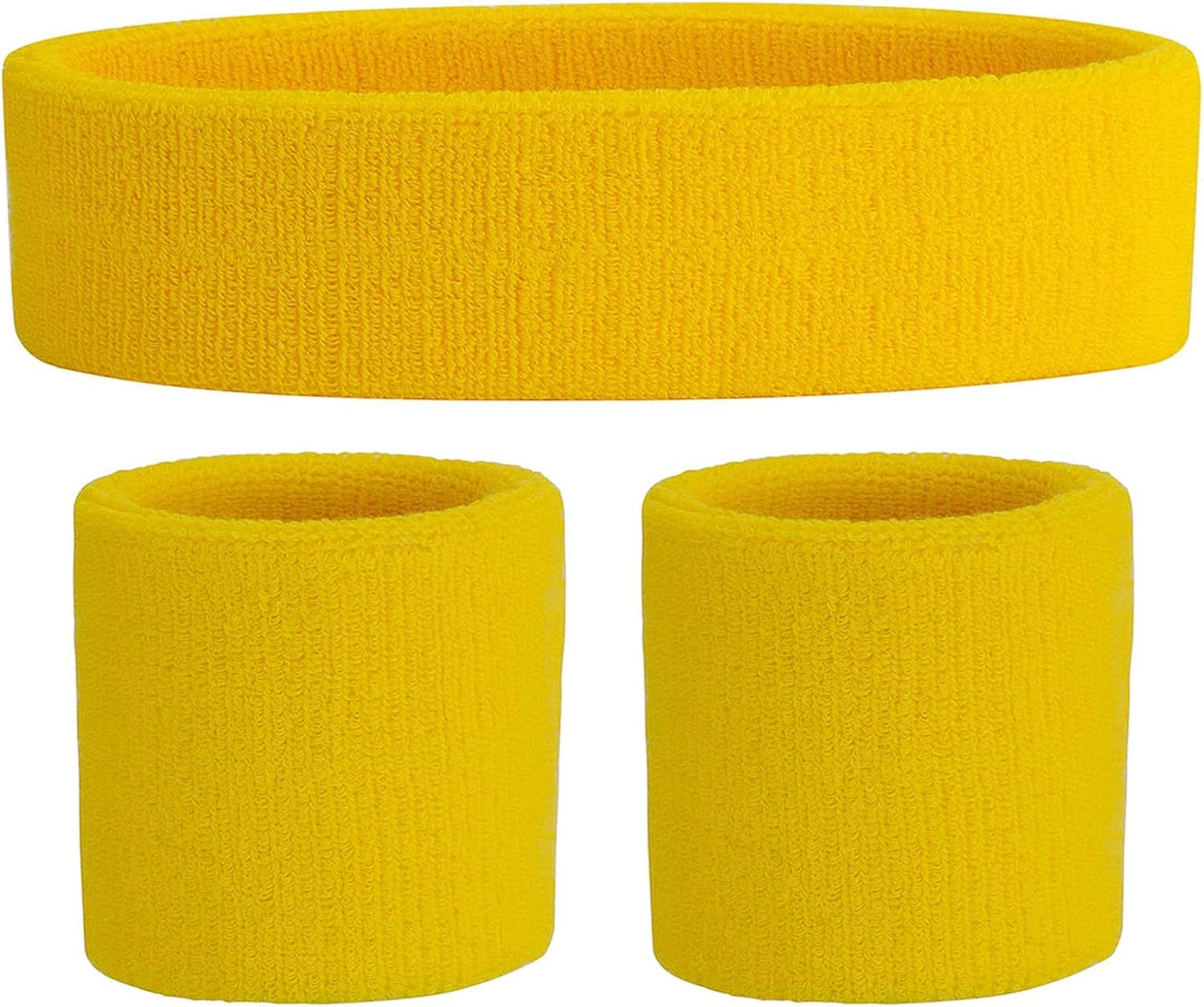 Sweatband Set Sports Headband Wristband Set Sweatbands Terry Cloth Wristband Wrist Sweatband Headbands Moisture Wicking Sweat Absorbing Head Band