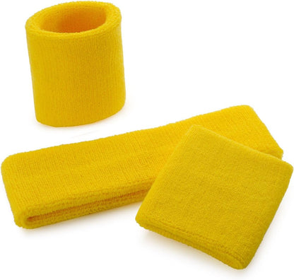 Sweatband Set Sports Headband Wristband Set Sweatbands Terry Cloth Wristband Wrist Sweatband Headbands Moisture Wicking Sweat Absorbing Head Band