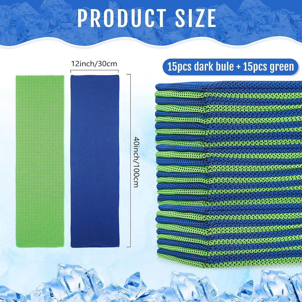 30 Pack Cooling Towels 40"x12"