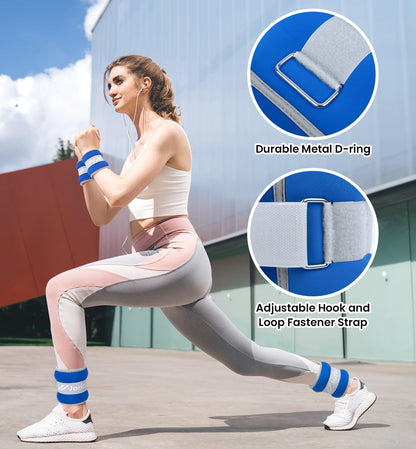 Ankle Weights A Pair of 1/2/3/4/6/8/10/12/20 LBS Wrist Leg Arm Weights for Women Men with Adjustable Straps, Strength weighted for Physical Therapy Running Walking Home Fitness Gym Workout Weight Loss
