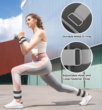 Ankle Weights A Pair of 1/2/3/4/6/8/10/12/20 LBS Wrist Leg Arm Weights for Women Men with Adjustable Straps, Strength weighted for Physical Therapy Running Walking Home Fitness Gym Workout Weight Loss