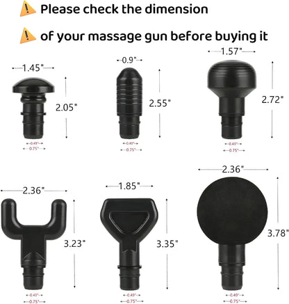 6Pcs Massage Heads with Storage Bag, Replaceable Massager Gun Attachment, Massage Gun Deep Tissue Plug&Play Applicators