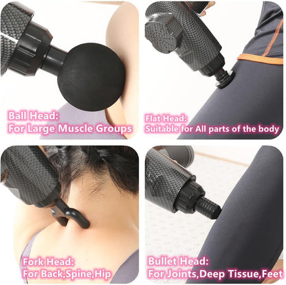 6Pcs Massage Heads with Storage Bag, Replaceable Massager Gun Attachment, Massage Gun Deep Tissue Plug&Play Applicators