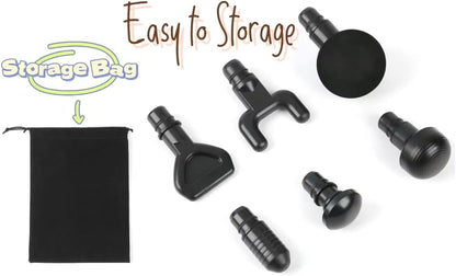 6Pcs Massage Heads with Storage Bag, Replaceable Massager Gun Attachment, Massage Gun Deep Tissue Plug&Play Applicators