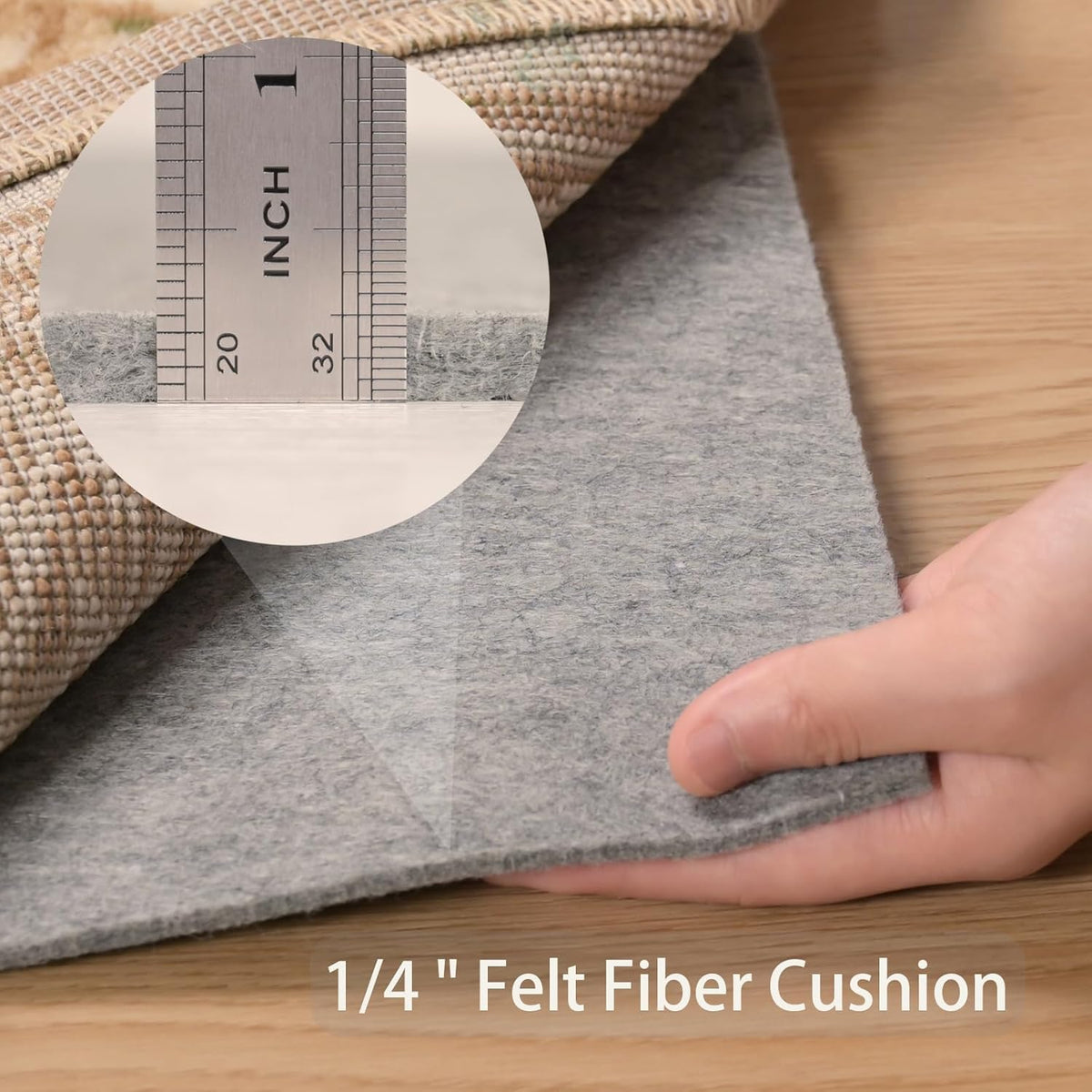 Non Slip Rug Pad 3x5 Feet Carpet Padding, Under Rug Padding Cushioned for Hardwood Floors, Thick Felt Cushion Carpet Pads for Area Rugs Non Skid Backing Runner Rug Mat
