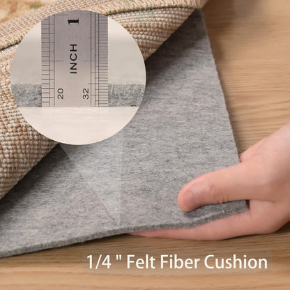 Non Slip Rug Pad 3x5 Feet Carpet Padding, Under Rug Padding Cushioned for Hardwood Floors, Thick Felt Cushion Carpet Pads for Area Rugs Non Skid Backing Runner Rug Mat