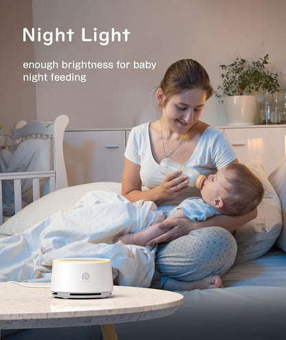 D1 Sound Machine Baby - White Noise Machine for Baby with Night Light, 24 High Fidelity Sounds, Timer & Memory Feature, Noise Machine with Nursery Lamps for Adults, Home, Office (White)