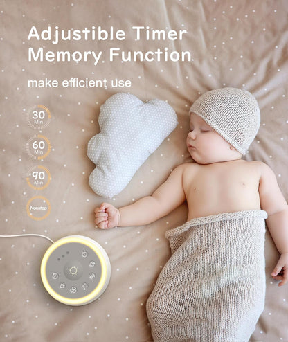 D1 Sound Machine Baby - White Noise Machine for Baby with Night Light, 24 High Fidelity Sounds, Timer & Memory Feature, Noise Machine with Nursery Lamps for Adults, Home, Office (White)