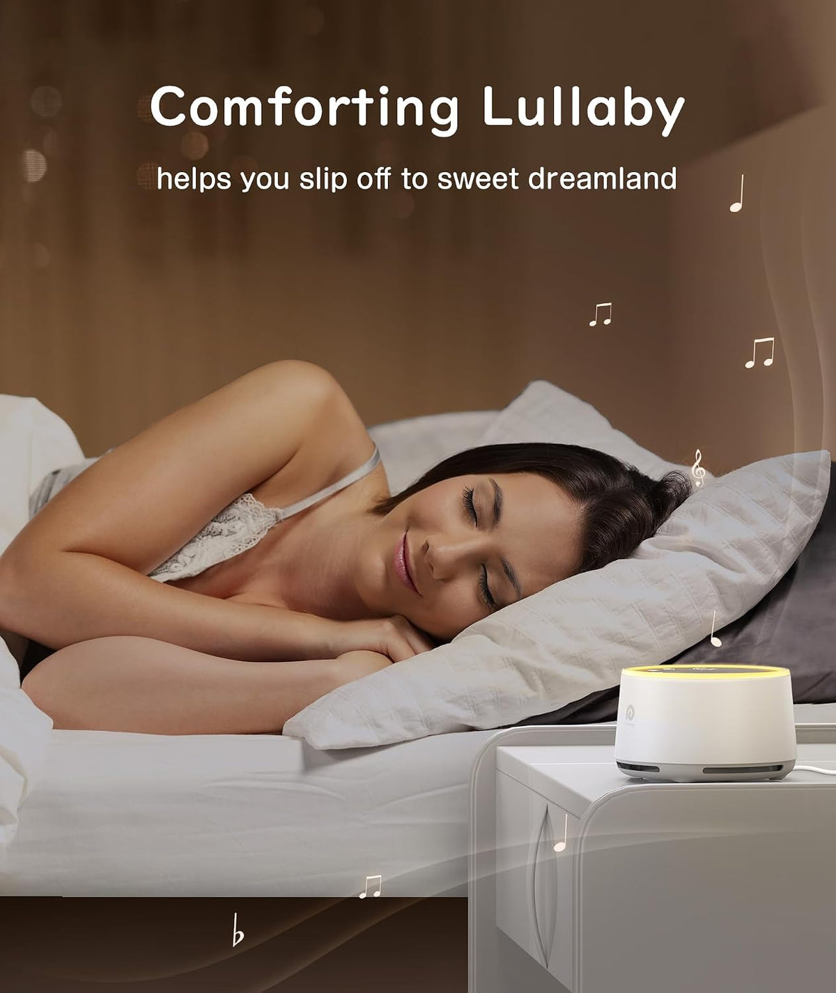 D1 Sound Machine Baby - White Noise Machine for Baby with Night Light, 24 High Fidelity Sounds, Timer & Memory Feature, Noise Machine with Nursery Lamps for Adults, Home, Office (White)