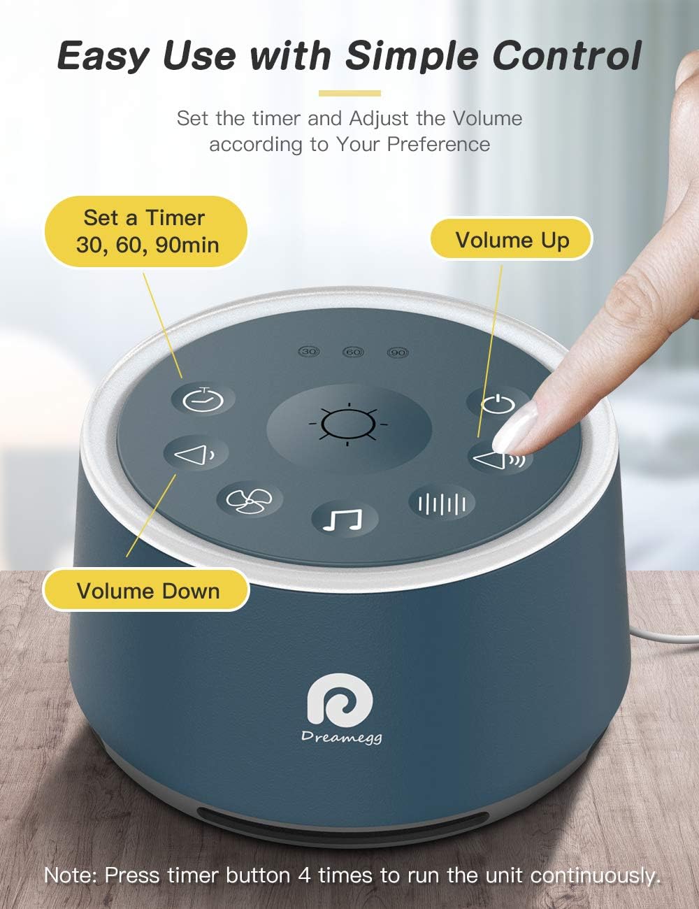 D1 Sound Machine Baby - White Noise Machine for Baby with Night Light, 24 High Fidelity Sounds, Timer & Memory Feature, Noise Machine with Nursery Lamps for Adults, Home, Office (White)