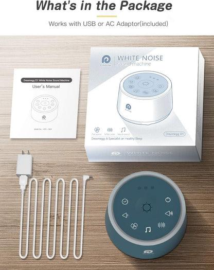 D1 Sound Machine Baby - White Noise Machine for Baby with Night Light, 24 High Fidelity Sounds, Timer & Memory Feature, Noise Machine with Nursery Lamps for Adults, Home, Office (White)