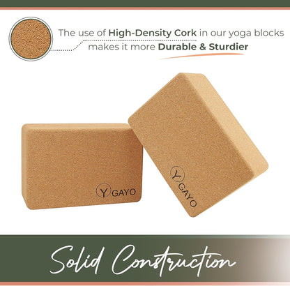 Premium Cork All-in-One Yoga Essentials Kit -Large Cork Yoga Mat 5mm and Blocks Set with Carry Strap and Alignment lines, 10ft Stretch Strap, Your Ultimate Yoga Starter Set
