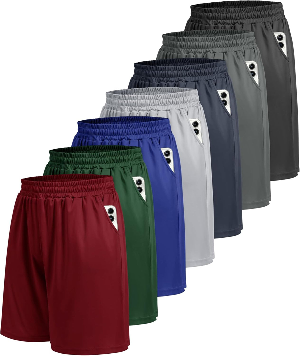 5 Pack Athletic Gym Mens Shorts - Workout Black Quick Dry Basketball Shorts with Pockets for Running Casual Activewear
