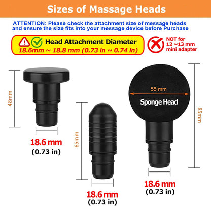 6 Pcs Massage Gun Heads Replaceable Attachment Adapter Deep Tissue Massager Gun Accessories, Assorted Functions for Runner Athletes Muscle Relaxation, Massage Head Connector Dia.18.6-18.8 mm