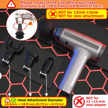 6 Pcs Massage Gun Heads Replaceable Attachment Adapter Deep Tissue Massager Gun Accessories, Assorted Functions for Runner Athletes Muscle Relaxation, Massage Head Connector Dia.18.6-18.8 mm
