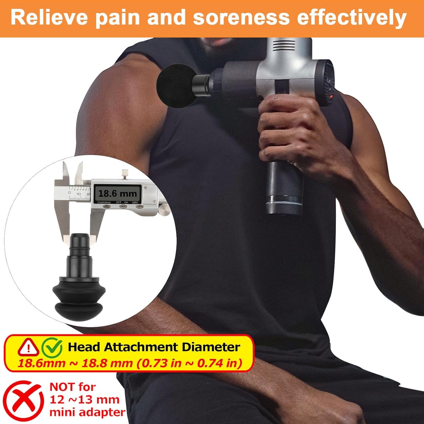 6 Pcs Massage Gun Heads Replaceable Attachment Adapter Deep Tissue Massager Gun Accessories, Assorted Functions for Runner Athletes Muscle Relaxation, Massage Head Connector Dia.18.6-18.8 mm