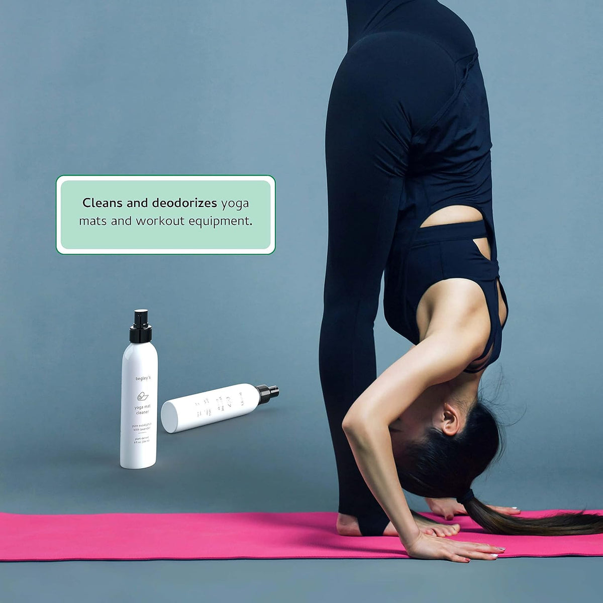 Yoga Mat Cleaner and Deodorizer Spray 8oz, with Fragrant Essential Oils, Pure Eucalyptus & Lavender