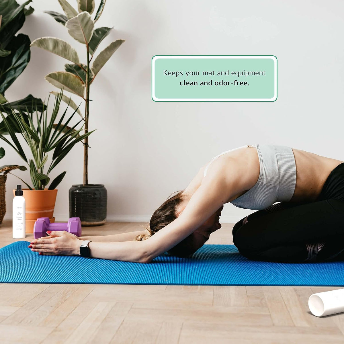 Yoga Mat Cleaner and Deodorizer Spray 8oz, with Fragrant Essential Oils, Pure Eucalyptus & Lavender
