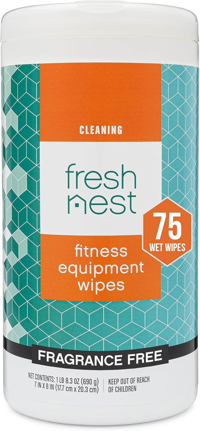 Fitness Equipment Wipes - Cleaning Wipes for Yoga Mats, Pilates Studios, Gyms, Peloton & Cycle Bikes, Spas - Fragrance-Free Wipes Surface Cleaning for Home, Office, Gym 75-Count