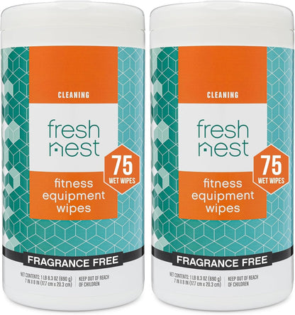 Fitness Equipment Wipes - Cleaning Wipes for Yoga Mats, Pilates Studios, Gyms, Peloton & Cycle Bikes, Spas - Fragrance-Free Wipes Surface Cleaning for Home, Office, Gym 75-Count