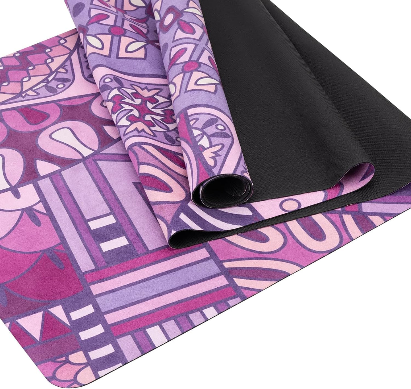 Travel Suede Yoga Mat 1.5mm Thick Non Slip Foldable Lightweigh Sweat Absorbent Exercise Mat for Hot Yoga Pilates Home Gym Outdoor, 72"L x 24"W, 3 lbs