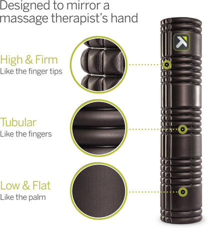 TriggerPoint Grid 2.0 Foam Roller for Deep Tissue Massage and Muscle Recovery, 26 Inch Multi-Density EVA with Hollow Core, Supports 500 Pounds, Black