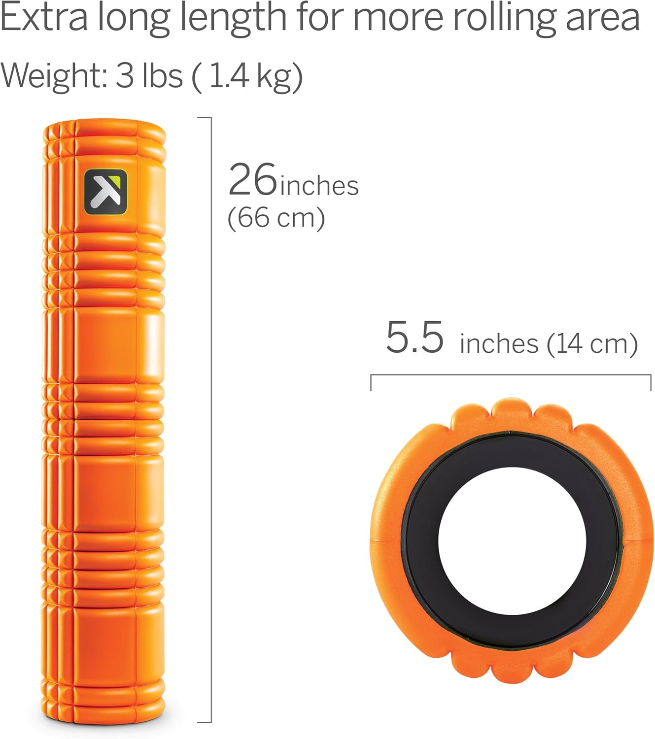 TriggerPoint Grid 2.0 Foam Roller for Deep Tissue Massage and Muscle Recovery, 26 Inch Multi-Density EVA with Hollow Core, Supports 500 Pounds, Black