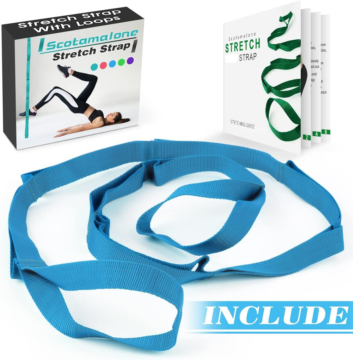 Stretching Strap Yoga Strap Physical Therapy for Home Workout, Exercise, Pilates and Gymnastics, 10 Loops Non-Elastic Stretch Bands with Aesthetic Packaging for Women & Men