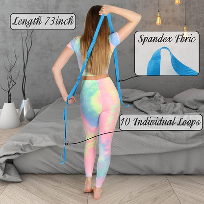 Stretching Strap Yoga Strap Physical Therapy for Home Workout, Exercise, Pilates and Gymnastics, 10 Loops Non-Elastic Stretch Bands with Aesthetic Packaging for Women & Men