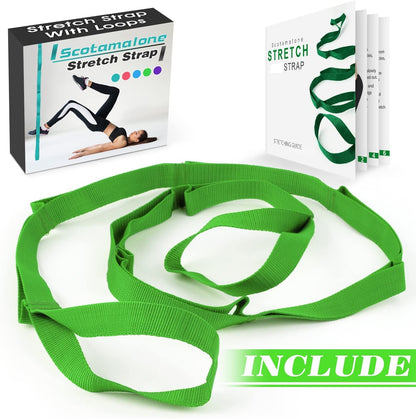 Stretching Strap Yoga Strap Physical Therapy for Home Workout, Exercise, Pilates and Gymnastics, 10 Loops Non-Elastic Stretch Bands with Aesthetic Packaging for Women & Men