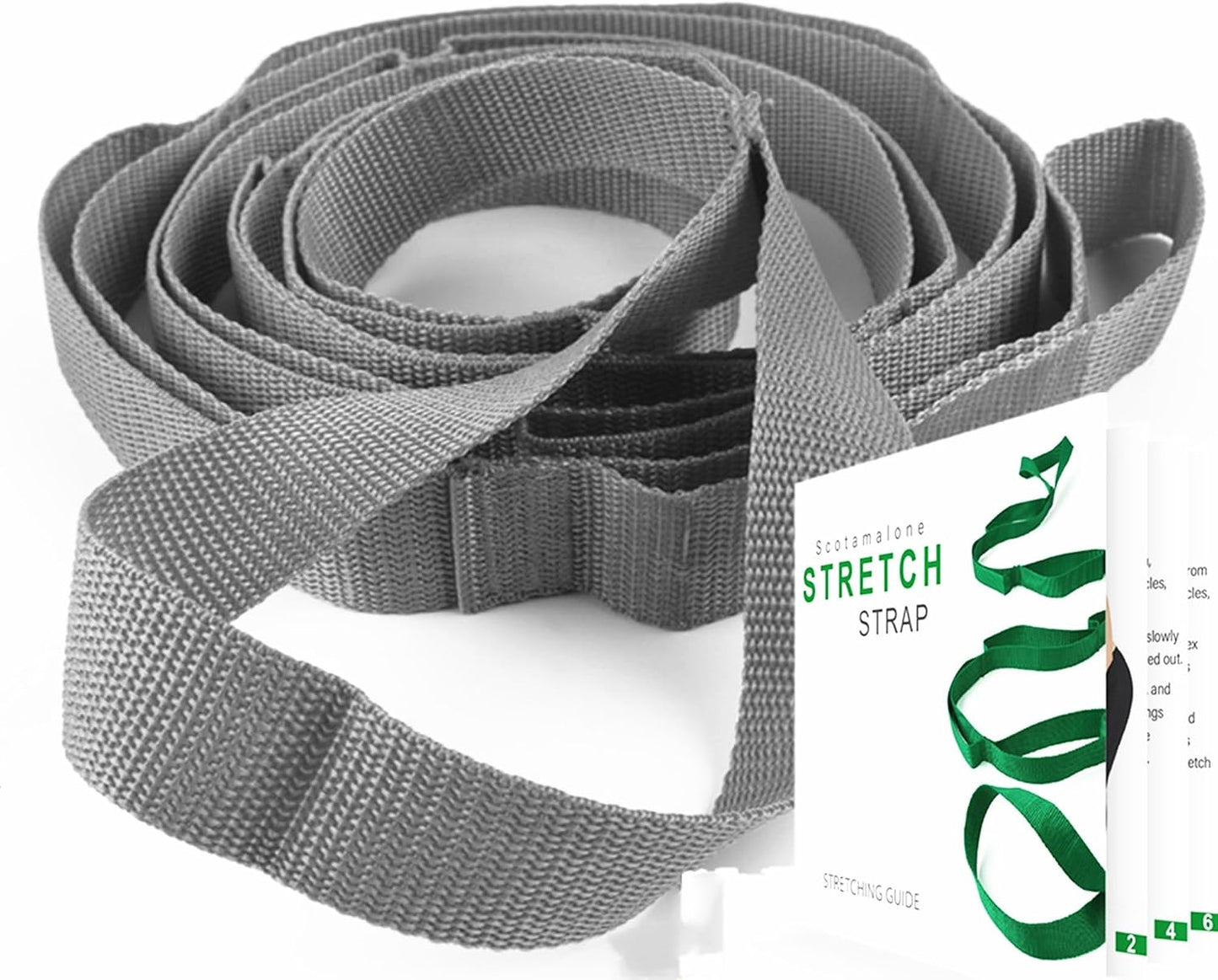 Stretching Strap Yoga Strap Physical Therapy for Home Workout, Exercise, Pilates and Gymnastics, 10 Loops Non-Elastic Stretch Bands with Aesthetic Packaging for Women & Men