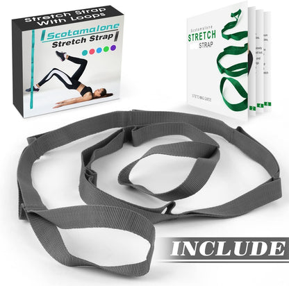Stretching Strap Yoga Strap Physical Therapy for Home Workout, Exercise, Pilates and Gymnastics, 10 Loops Non-Elastic Stretch Bands with Aesthetic Packaging for Women & Men