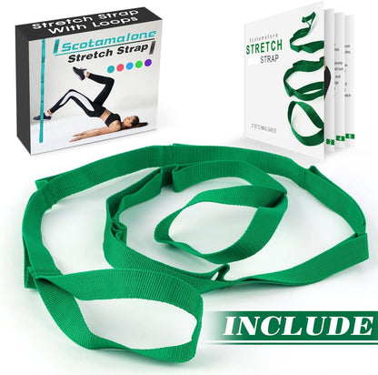 Stretching Strap Yoga Strap Physical Therapy for Home Workout, Exercise, Pilates and Gymnastics, 10 Loops Non-Elastic Stretch Bands with Aesthetic Packaging for Women & Men