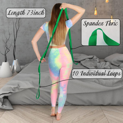 Stretching Strap Yoga Strap Physical Therapy for Home Workout, Exercise, Pilates and Gymnastics, 10 Loops Non-Elastic Stretch Bands with Aesthetic Packaging for Women & Men