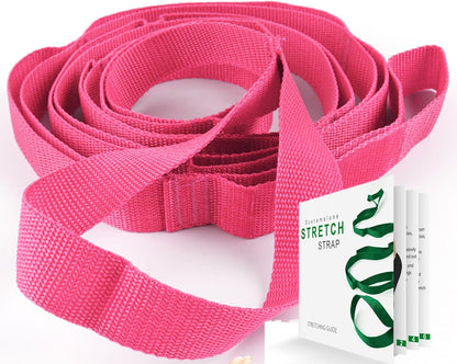 Stretching Strap Yoga Strap Physical Therapy for Home Workout, Exercise, Pilates and Gymnastics, 10 Loops Non-Elastic Stretch Bands with Aesthetic Packaging for Women & Men