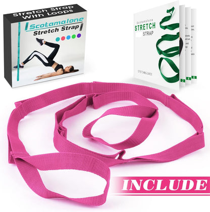 Stretching Strap Yoga Strap Physical Therapy for Home Workout, Exercise, Pilates and Gymnastics, 10 Loops Non-Elastic Stretch Bands with Aesthetic Packaging for Women & Men