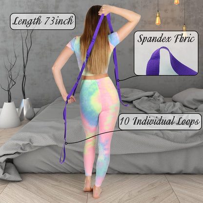 Stretching Strap Yoga Strap Physical Therapy for Home Workout, Exercise, Pilates and Gymnastics, 10 Loops Non-Elastic Stretch Bands with Aesthetic Packaging for Women & Men