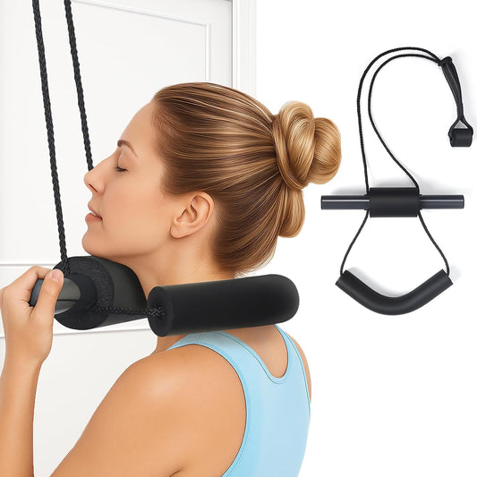 Cervical Neck Traction Device for Home Use, Adjustable Neck Stretcher Strap Over Door for Pain Relief and Spinal Decompression, Restore Natural Curve of The Neck