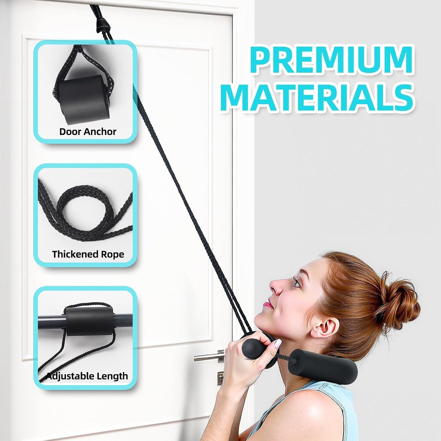 Cervical Neck Traction Device for Home Use, Adjustable Neck Stretcher Strap Over Door for Pain Relief and Spinal Decompression, Restore Natural Curve of The Neck