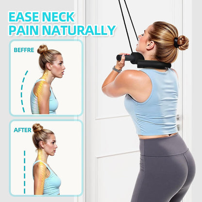 Cervical Neck Traction Device for Home Use, Adjustable Neck Stretcher Strap Over Door for Pain Relief and Spinal Decompression, Restore Natural Curve of The Neck