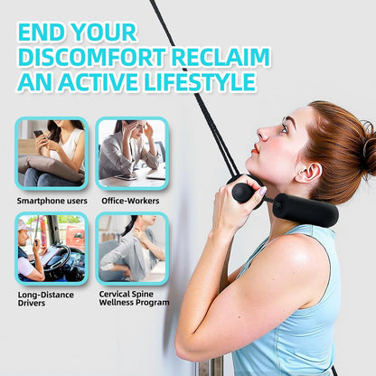 Cervical Neck Traction Device for Home Use, Adjustable Neck Stretcher Strap Over Door for Pain Relief and Spinal Decompression, Restore Natural Curve of The Neck