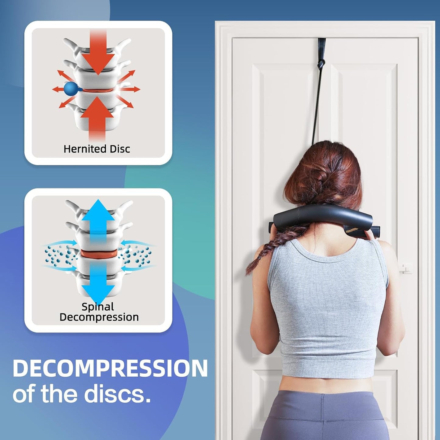Cervical Neck Traction Device for Home Use, Adjustable Neck Stretcher Strap Over Door for Pain Relief and Spinal Decompression, Restore Natural Curve of The Neck
