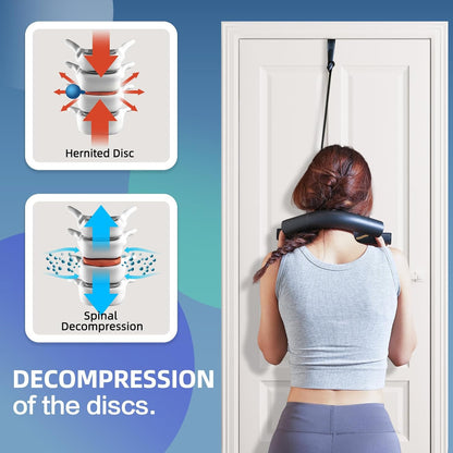 Cervical Neck Traction Device for Home Use, Adjustable Neck Stretcher Strap Over Door for Pain Relief and Spinal Decompression, Restore Natural Curve of The Neck