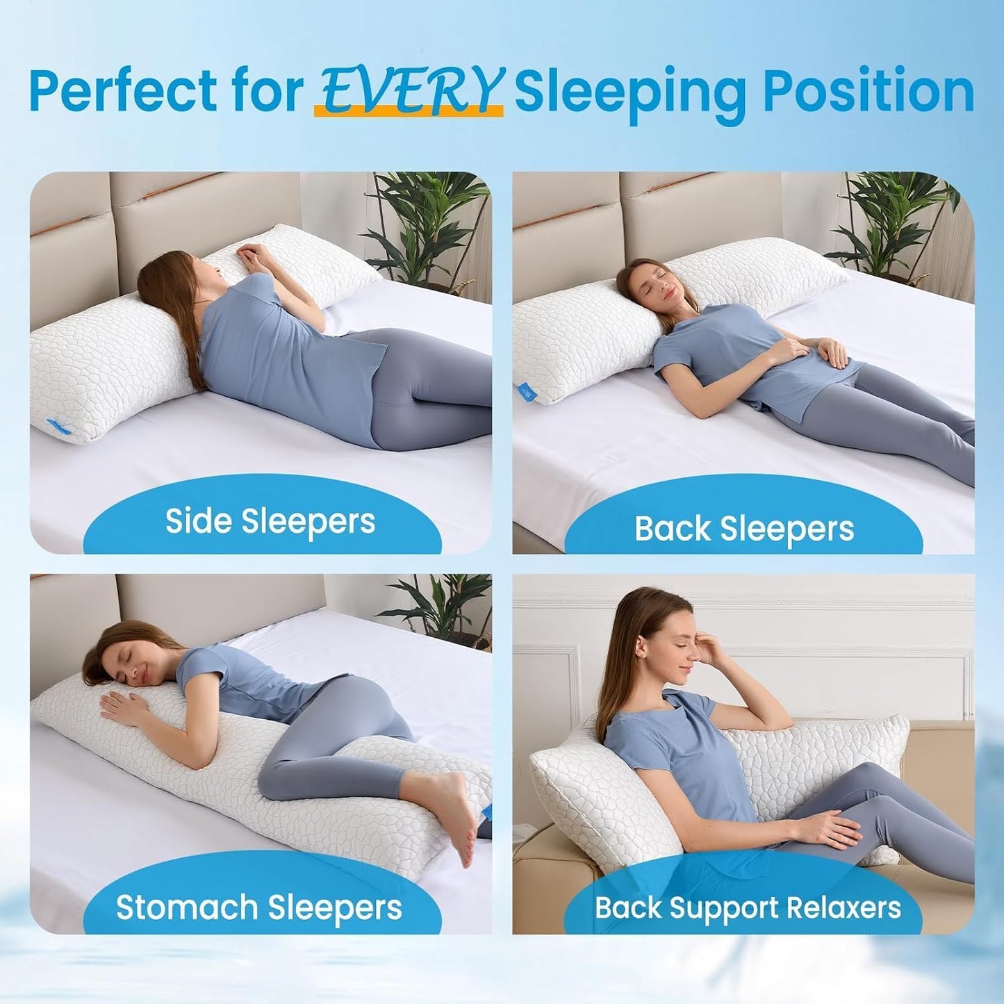 Cooling Pillow for Sleeping, CertiPUR-US Shredded Memory Foam Queen Pillows Set of 2, Cool Pillow for Hot Sleepers Adjustable Firm Pillow for Side, Back, Stomach Sleepers Soft Yet Support,White