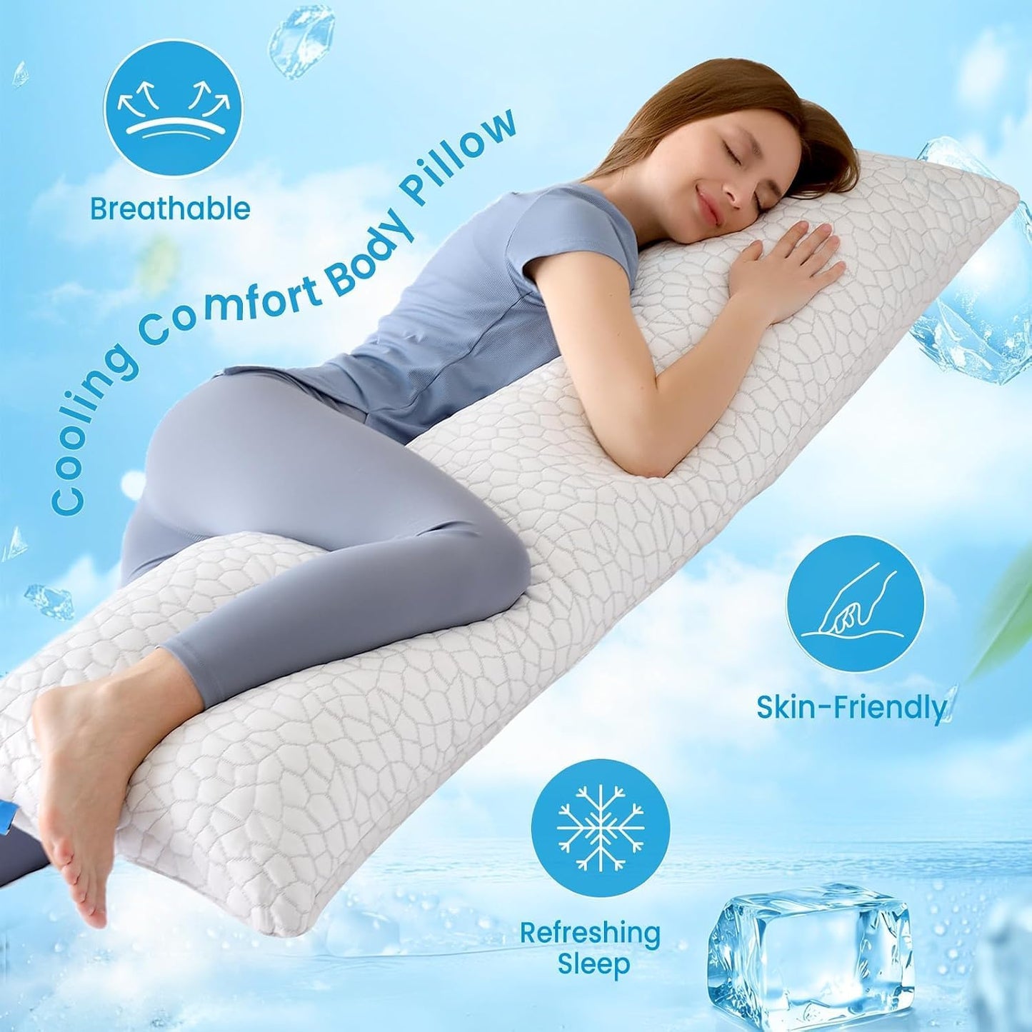 Cooling Pillow for Sleeping, CertiPUR-US Shredded Memory Foam Queen Pillows Set of 2, Cool Pillow for Hot Sleepers Adjustable Firm Pillow for Side, Back, Stomach Sleepers Soft Yet Support,White