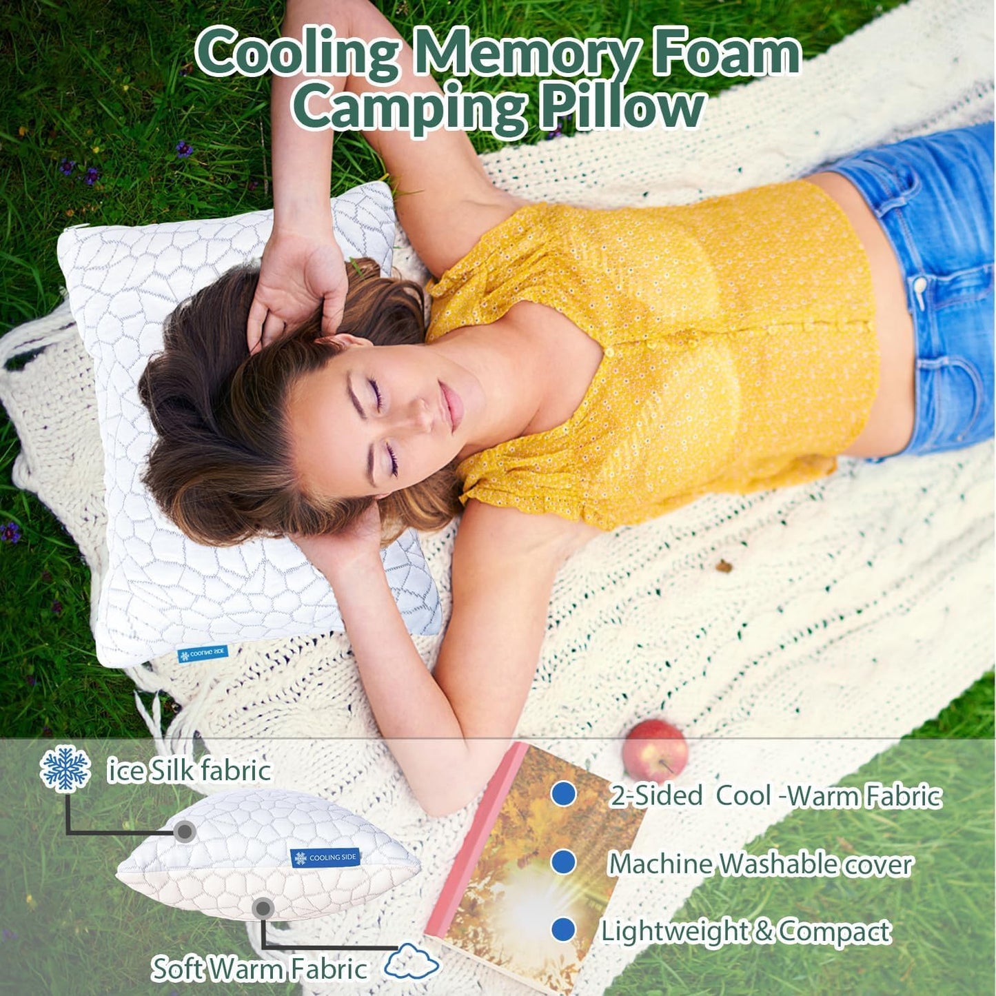 Cooling Pillow for Sleeping, CertiPUR-US Shredded Memory Foam Queen Pillows Set of 2, Cool Pillow for Hot Sleepers Adjustable Firm Pillow for Side, Back, Stomach Sleepers Soft Yet Support,White