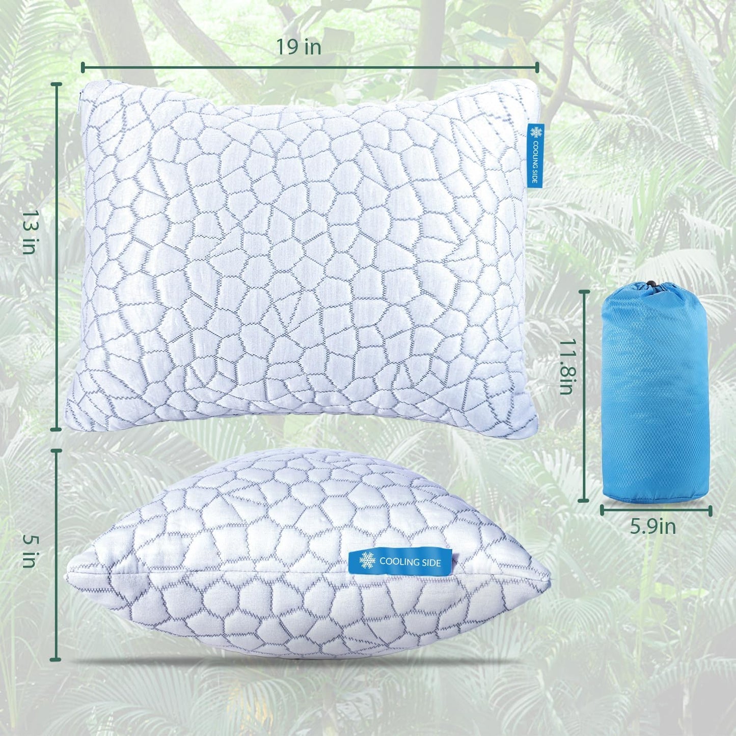 Cooling Pillow for Sleeping, CertiPUR-US Shredded Memory Foam Queen Pillows Set of 2, Cool Pillow for Hot Sleepers Adjustable Firm Pillow for Side, Back, Stomach Sleepers Soft Yet Support,White